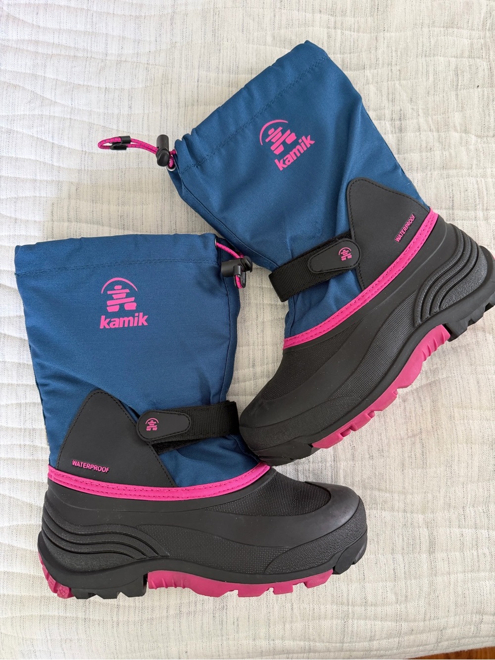 Kamik Kids Blue and Pink Waterproof Winter Boots